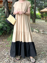 Retro Loose Thin Contrast Stitching Dress